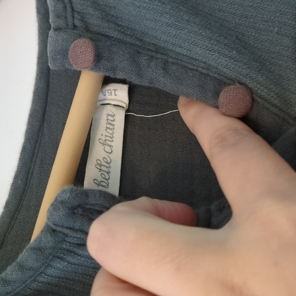 Belle Chiara Organic Cotton Gauzy Modest Midi Gray Long Sleeve Dress Size 16 - Picture 5 of 8